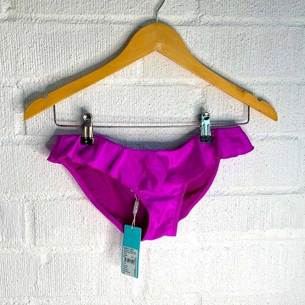 Seafolly by Revolve Purple Ruffle Bikini Bottoms sz 6